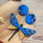 Dragonfly brooch and earrings with crystals COSP13