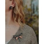 Dragonfly brooch and earrings with crystals COSP41