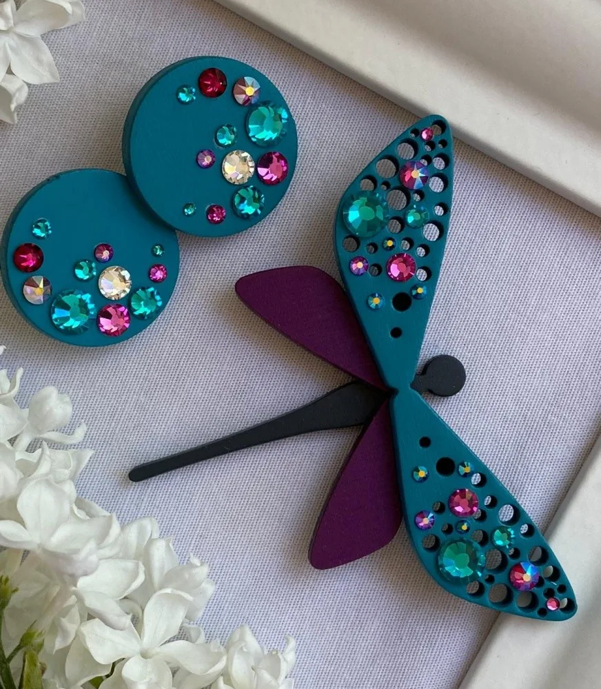 Spārītes piespraude un auskari ar kristāliem COSP15 - Image 1