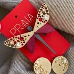 Dragonfly brooch and earrings with crystals COSP2