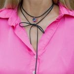 Black jewelry cord with pink crystal