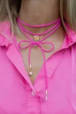 Pink jewelry cord with AB crystal - Image 5