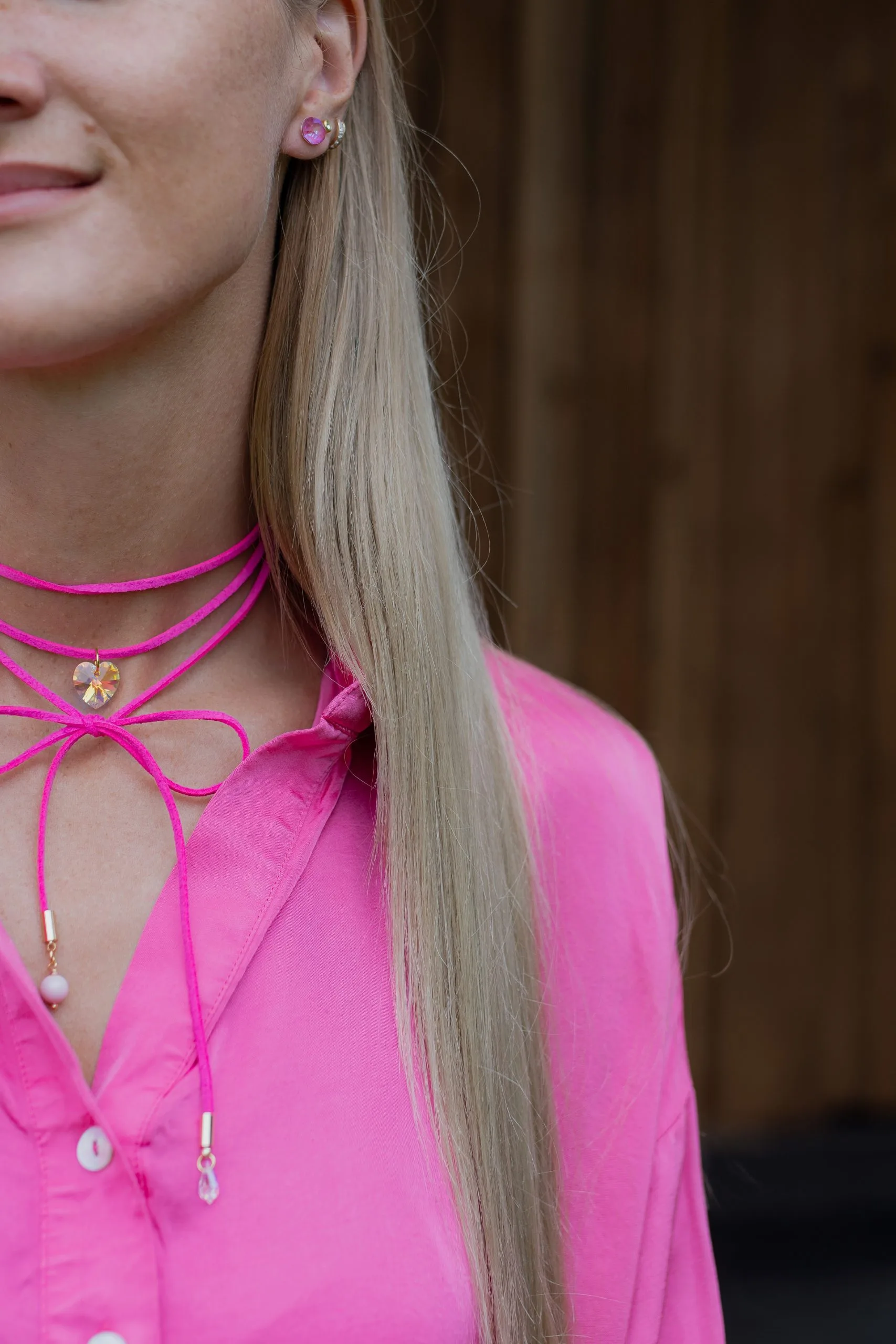 Pink jewelry cord with AB crystal - Image 4