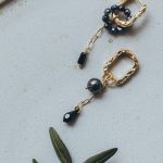 Black crystal design earrings