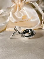 Adjustable button charm ring base - silver - Image 4