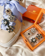 Black & White Crystal Shoe Charm Set