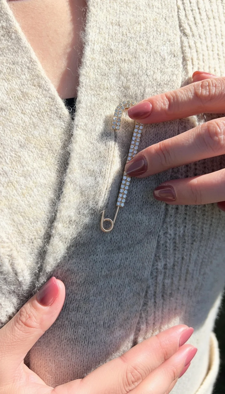 Crystal_Fashion_Safety_Pin_Gold_The_Shoelace_Brand_close_up.jpg Safety pin - Gold - Image 1
