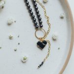 Necklace: Night with a crystal heart