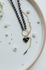 Necklace: Night with a crystal heart