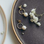 Earrings: Dew with crystal pearls